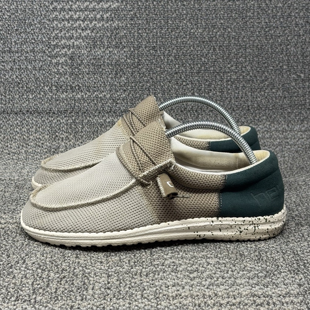 HEYDUDE Wally Sox Funk Brown Men's 7 Green Lightweight Slip On Loafers Shoes